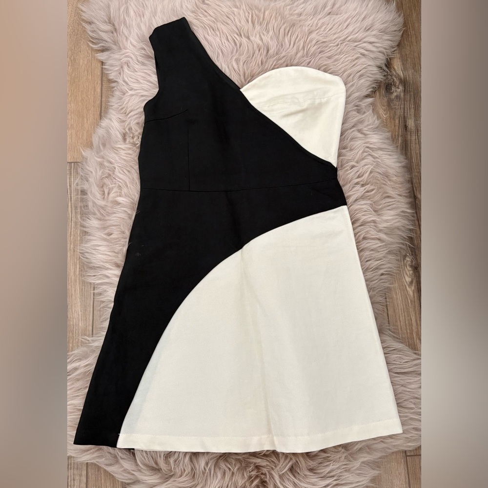 Black and White One Shoulder Dress - NWT but Zipper Will Require Repair